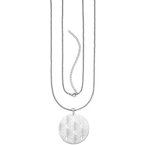Collier Kette mit Anhänger Edelstahl 80 cm Karabiner