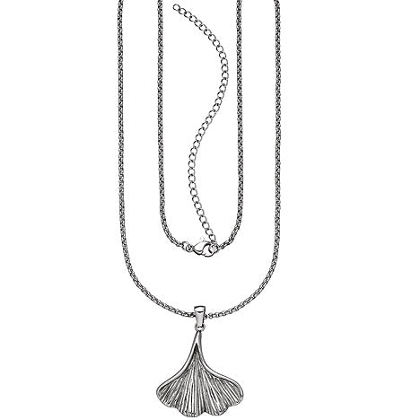 Collier Ginkgo Edelstahl mattiert 60 cm Karabiner