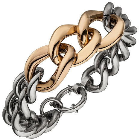 Panzerarmband Edelstahl rotgold farben beschichtet 21 cm Armband