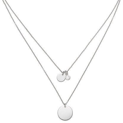 Collier 2-reihige Kette mit Anhänger 925 Sterling Silber 1 Zirkonia 44 cm
