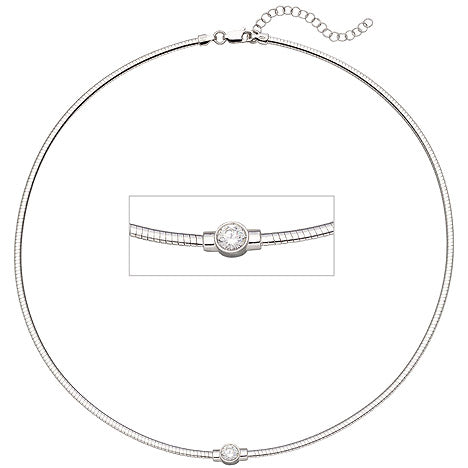 Collier Halskette 925 Sterling Silber 1 Zirkonia 46 cm Kette