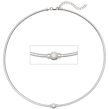 Collier Halskette 925 Sterling Silber 1 Zirkonia 46 cm Kette