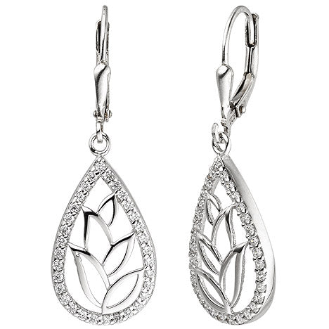 Ohrhänger Tropfen 925 Sterling Silber 64 Zirkonia Ohrringe Boutons