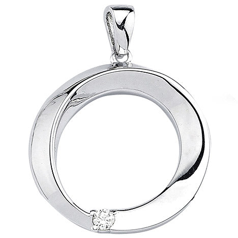 Anhänger rund 925 Sterling Silber 1 Zirkonia Silberanhänger