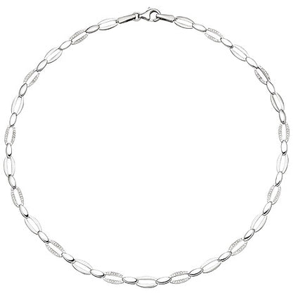 Collier Halskette 925 Silber 168 Zirkonia 45 cm Kette Silberkette