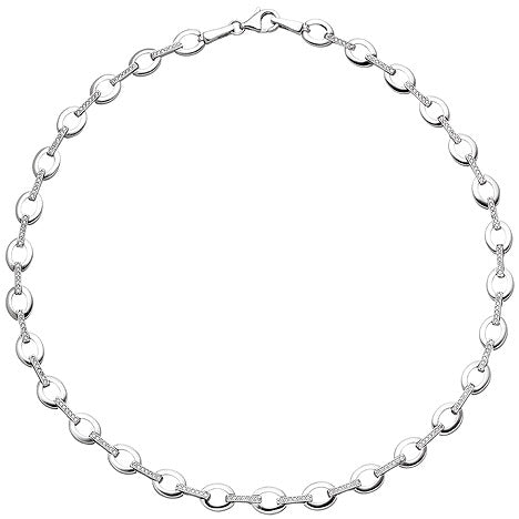 Collier Halskette 925 Sterling Silber 196 Zirkonia 45 cm Kette Silberkette