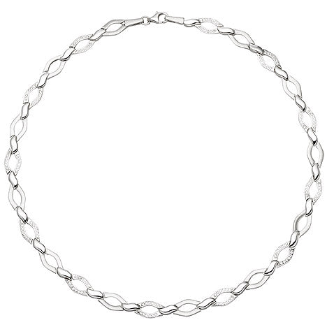 Collier Halskette 925 Silber 144 Zirkonia 45 cm Kette Silberkette