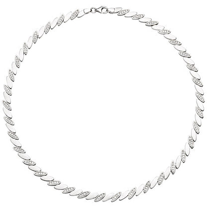 Collier Halskette 925 Silber matt 144 Zirkonia 45 cm Kette Silberkette