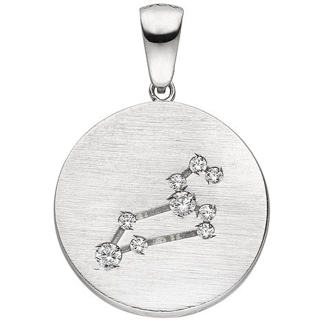 Anhänger Sternzeichen Löwe 925 Sterling Silber matt 9 Zirkonia Silberanhänge
