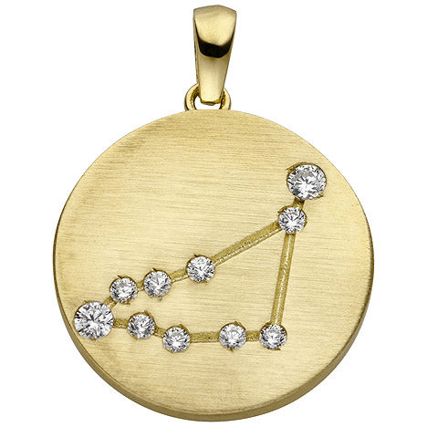 Anhänger Sternzeichen Steinbock 333 Gold Gelbgold matt 10 Zirkonia Goldanhän