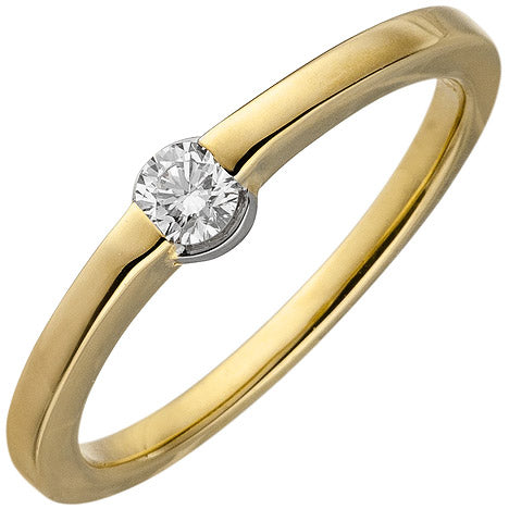 Damen Ring 585 Gold Gelbgold 1 Diamant Brillant 0 15ct. Diamantring