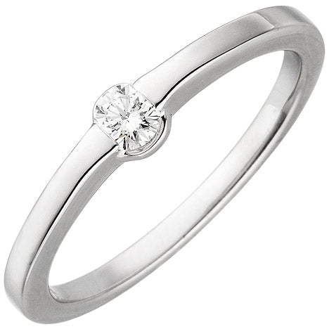 Damen Ring 585 Gold Weißgold 1 Diamant Brillant 0 15ct. Diamantring