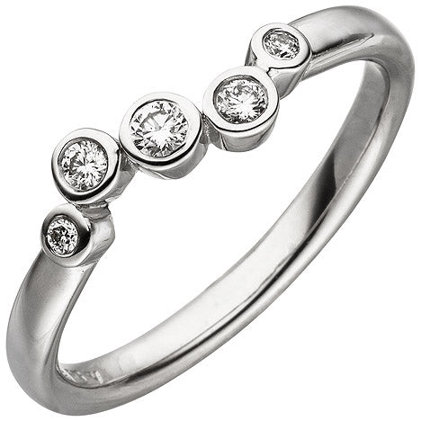Damen Ring 585 Gold Weißgold 5 Diamanten Brillanten 0 14ct. Diamantring