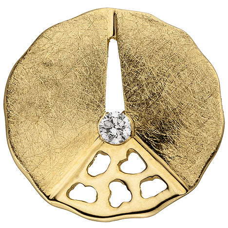 Anhänger 585 Gold Gelbgold eismatt 1 Diamant Brillant Diamantanhänger