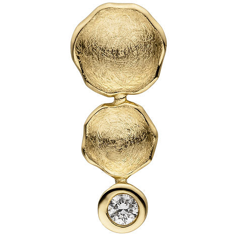 Anhänger 585 Gold Gelbgold eismatt 1 Diamant Brillant Diamantanhänger