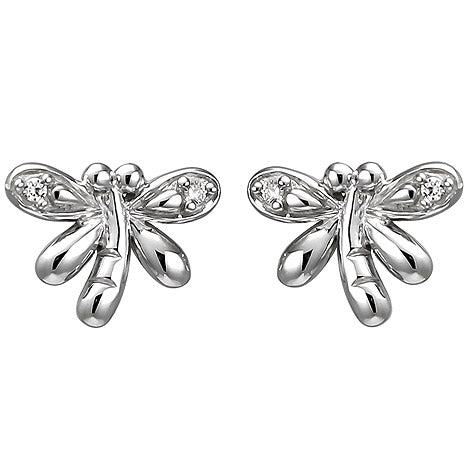 Kinder Ohrstecker Libelle 925 Sterling Silber 4 Zirkonia Ohrringe