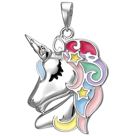Kinder Anhänger Einhorn 925 Sterling Silber 1 Zirkonia Silberanhänger