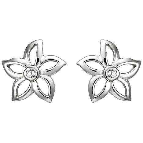 Ohrstecker Blume 925 Sterling Silber 2 Zirkonia Ohrringe Silberohrringe