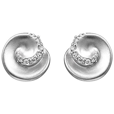Ohrstecker 925 Sterling Silber matt 12 Zirkonia Ohrringe Silberohrringe