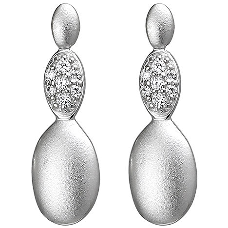 Ohrstecker 925 Sterling Silber matt 14 Zirkonia Ohrringe Silberohrringe