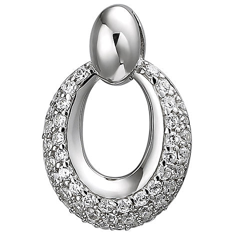 Anhänger oval 925 Sterling Silber 50 Zirkonia Silberanhänger