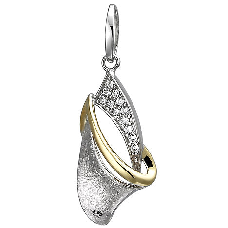 Anhänger 925 Silber bicolor vergoldet eismatt 12 Zirkonia Silberanhänger