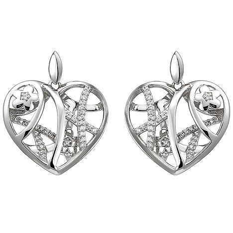 Ohrhänger Herz/Blumen 925 Sterling Silber 70 Zirkonia Ohrringe