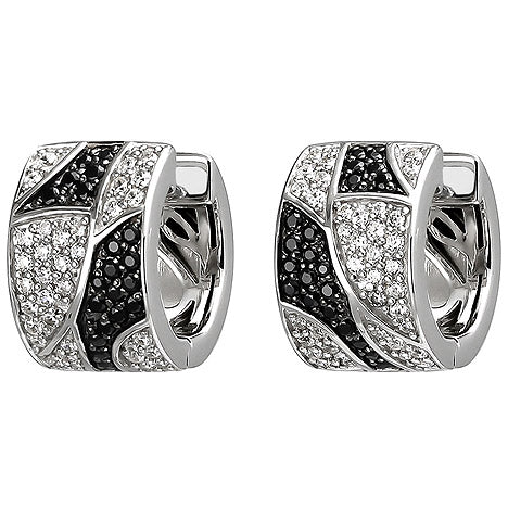Creolen 925 Sterling Silber 114 Zirkonia schwarz und weiß Ohrringe