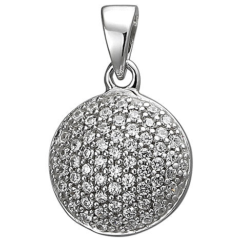 Anhänger rund 925 Sterling Silber 66 Zirkonia Silberanhänger