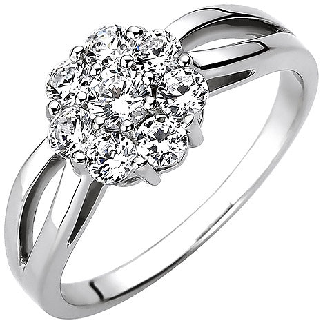 Damen Ring 925 Sterling Silber 8 Zirkonia Silberring