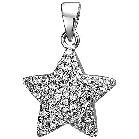 Anhänger Stern 925 Sterling Silber 67 Zirkonia Silberanhänger