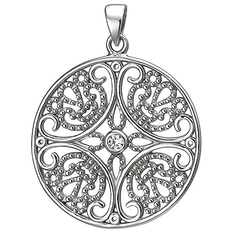 Anhänger rund 925 Sterling Silber 1 Zirkonia Silberanhänger