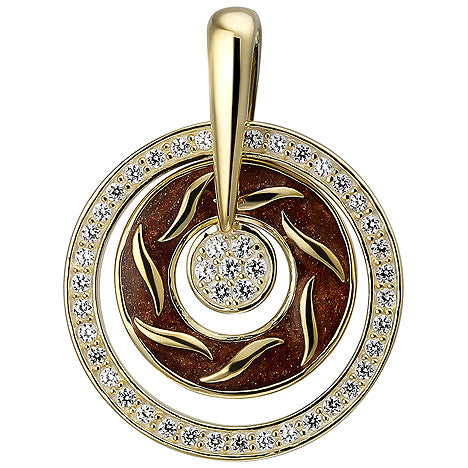 Anhänger 925 Sterling Silber gold vergoldet mit brauner Emaille und 45 Zirkonia