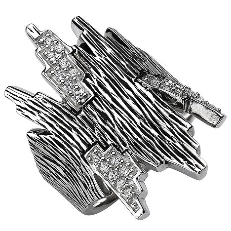 Damen Ring 925 Sterling Silber geschwärzt 24 Zirkonia Silberring