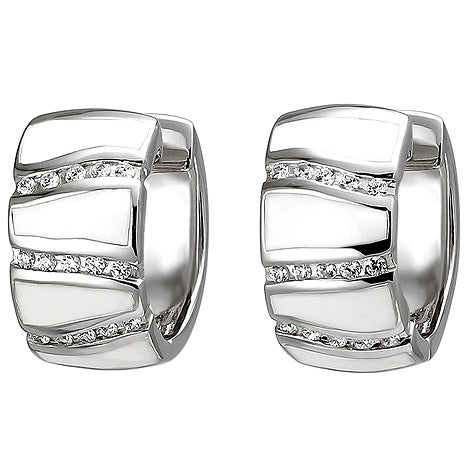 Creolen 925 Sterling Silber 30 Zirkonia und weiße Emaille-Einlagen