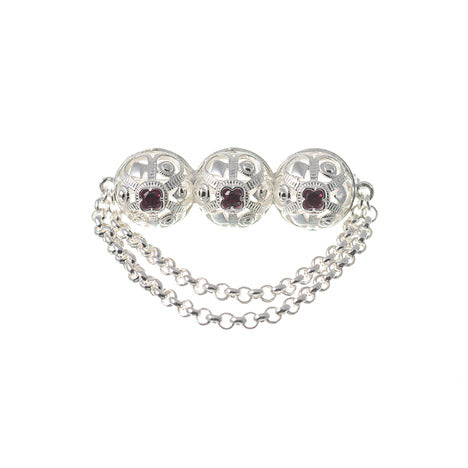 Brosche Tracht 835 Silber rot