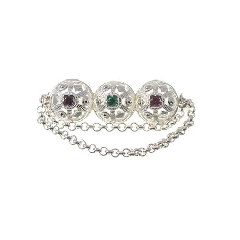 Brosche Tracht 835 Silber rot grün