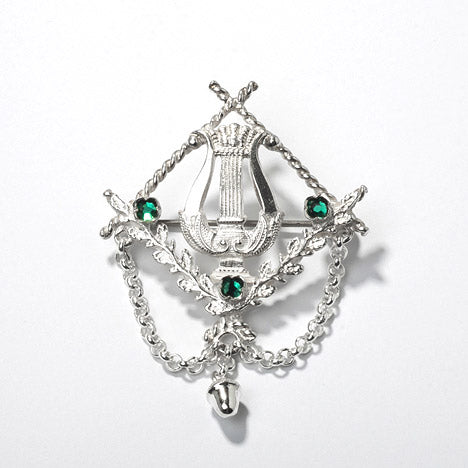 Brosche Tracht 835 Silber Lyra grün
