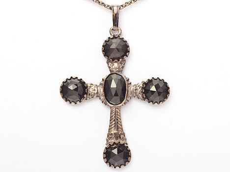 Collier Kette mit Anhänger Granat Kreuz 925