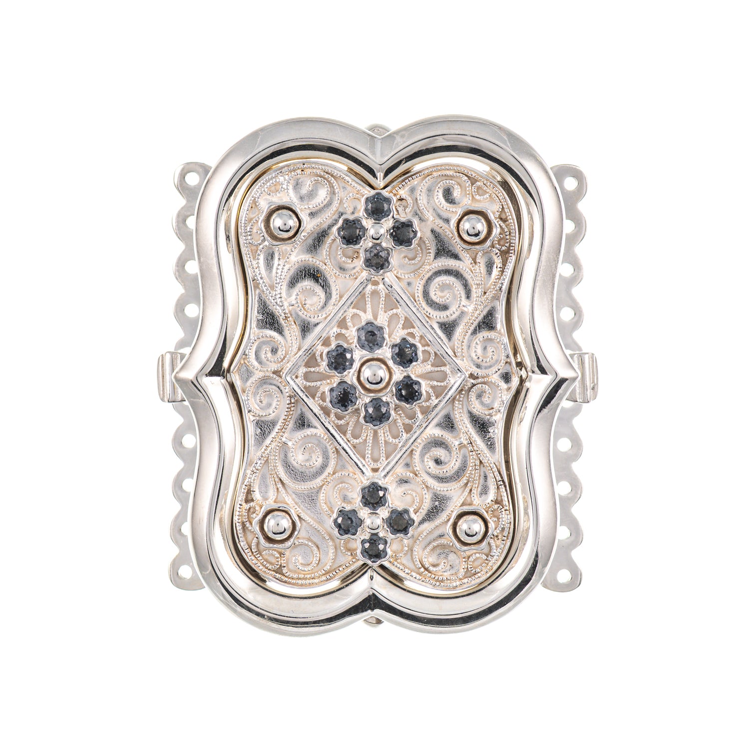 Schliesse gross Tracht 925 Silber anthrazit