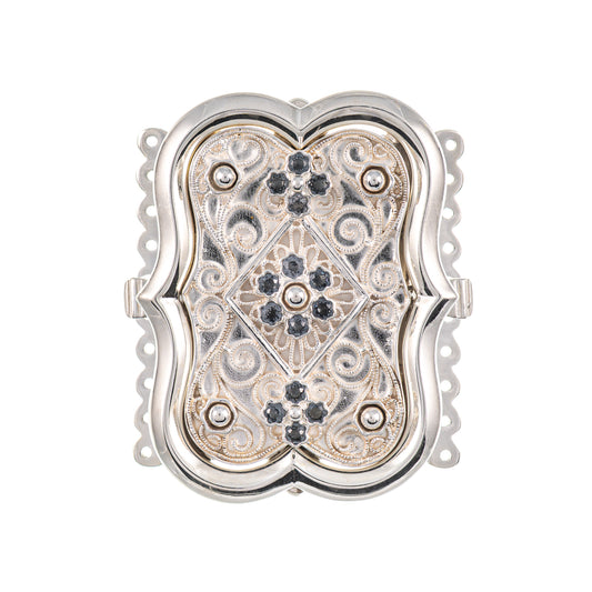Schliesse gross Tracht 925 Silber anthrazit