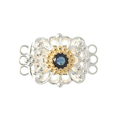 Schließe für Kropfkette 925 Silber Trachtenschmuck blau