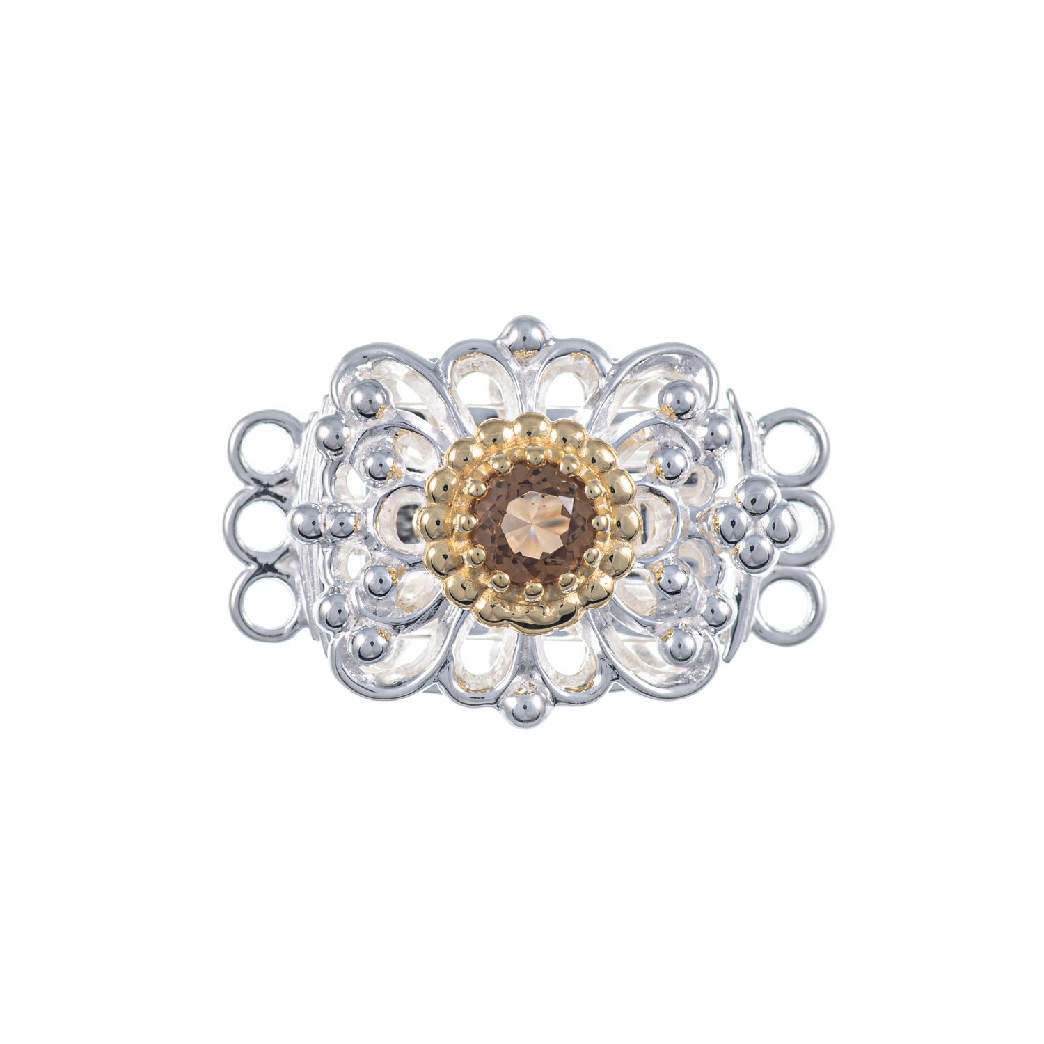 Schließe für Kropfkette 925 Silber Trachtenschmuck cognac