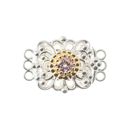 Schließe für Kropfkette 925 Silber Trachtenschmuck pink