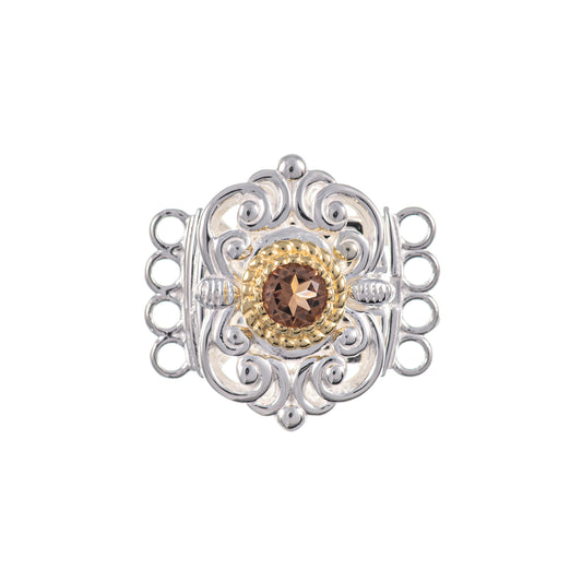 Schließe für Kropfkette 925 Silber Trachtenschmuck cognac